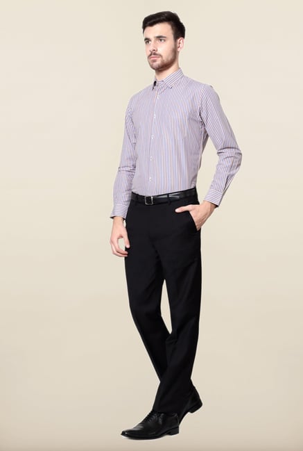 Peter England Blue & Coral Striped Formal Shirt Peter England Blue & Coral Striped Formal Shirt