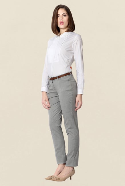 Allen Solly Grey Textured Trouser Allen Solly Grey Textured Trouser