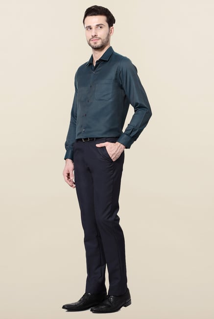 Peter England Teal Slim Fit Formal Shirt Peter England Teal Slim Fit Formal Shirt