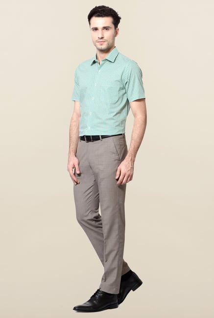 Peter England Green & White Checks Slim Fit Shirt Peter England Green & White Checks Slim Fit Shirt