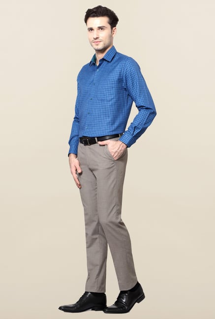 Peter England Blue Checks Slim Fit Formal Shirt Peter England Blue Checks Slim Fit Formal Shirt