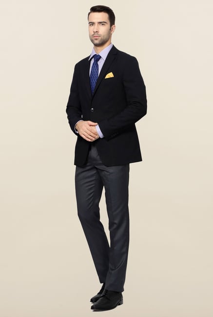 Peter England Navy Solid Blazer Peter England Navy Solid Blazer