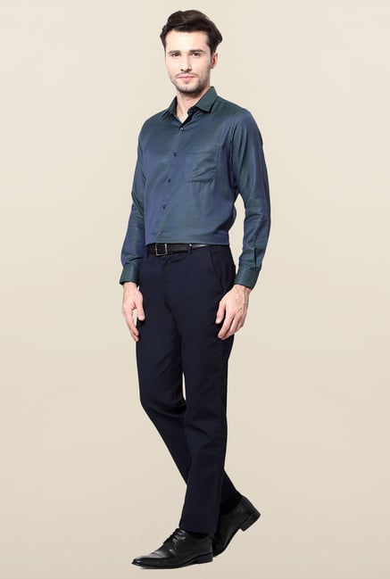 Peter England Blue & Green Slim Fit Formal Shirt Peter England Blue & Green Slim Fit Formal Shirt