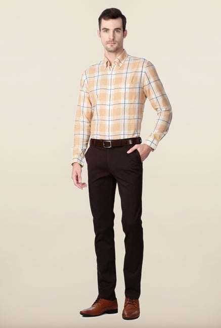 Peter England Orange Cotton Formal Shirt Peter England Orange Cotton Formal Shirt
