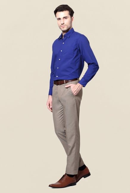Peter England Royal Blue Solid Slim Fit Shirt Peter England Royal Blue Solid Slim Fit Shirt