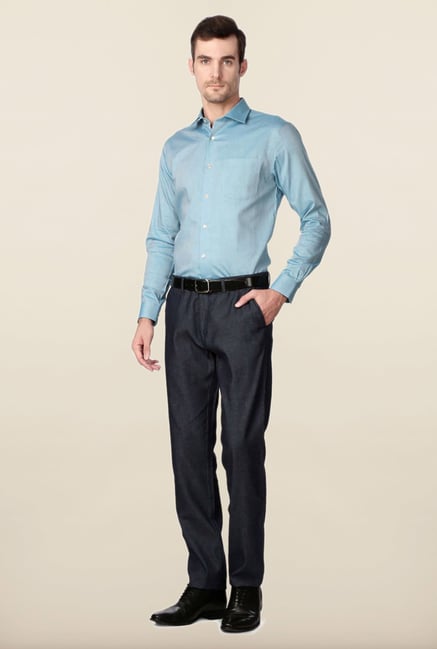 Peter England Blue Solid Shirt Peter England Blue Solid Shirt