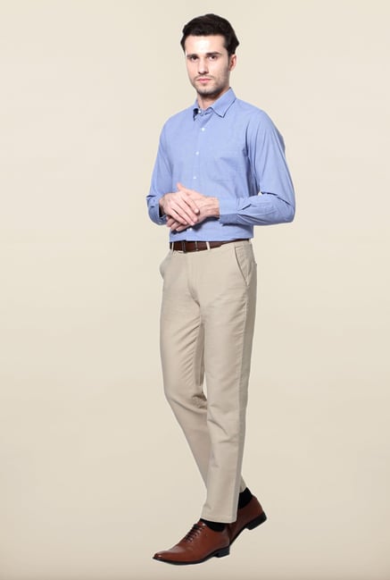 Peter England Blue Printed Cotton Formal Shirt Peter England Blue Printed Cotton Formal Shirt