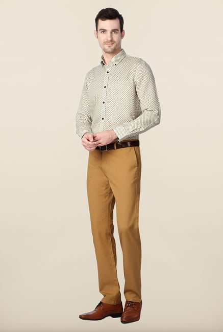 Peter England Beige Printed Formal Shirt Peter England Beige Printed Formal Shirt