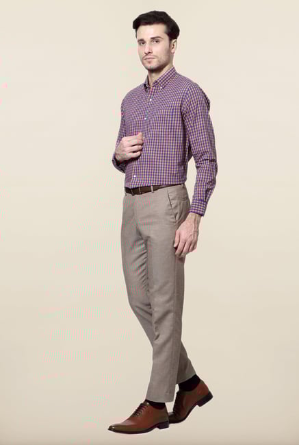 Peter England Orange & Blue Checks Formal Shirt Peter England Orange & Blue Checks Formal Shirt