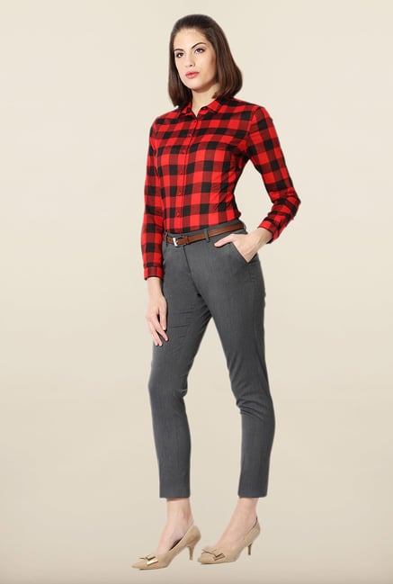 Allen Solly Grey Solid Trouser Allen Solly Grey Solid Trouser