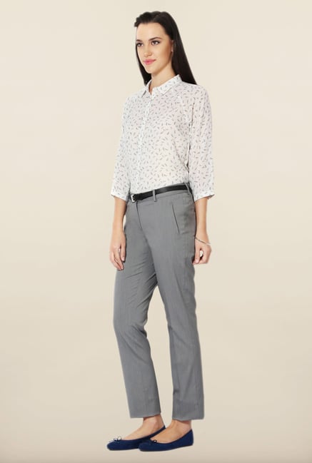 Allen Solly Grey Solid Trouser Allen Solly Grey Solid Trouser