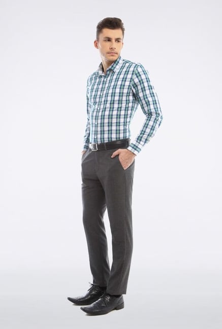 Peter England White & Green Checks Casual Shirt Peter England White & Green Checks Casual Shirt