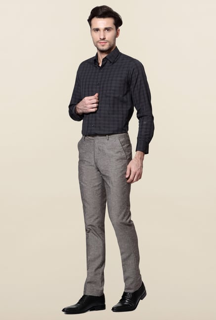 Peter England Grey Mid Rise Slim Fit Trouser Peter England Grey Mid Rise Slim Fit Trouser