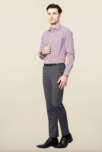 Peter England Red & Blue Cotton Formal Shirt Peter England Red & Blue Cotton Formal Shirt
