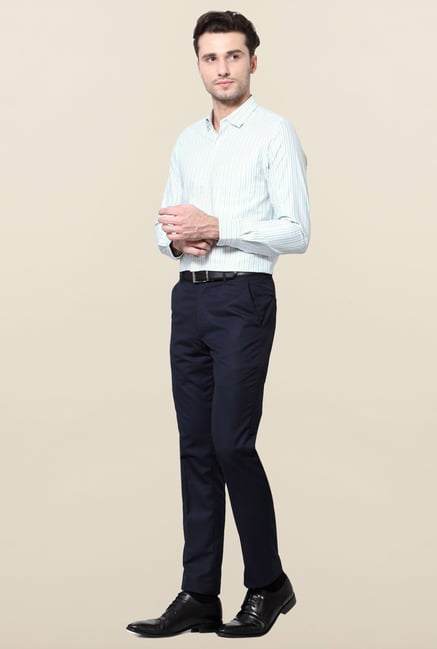 Peter England Blue Striped Formal Shirt Peter England Blue Striped Formal Shirt