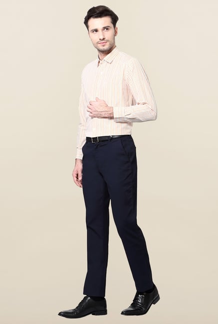 Peter England Orange Striped Formal Shirt Peter England Orange Striped Formal Shirt