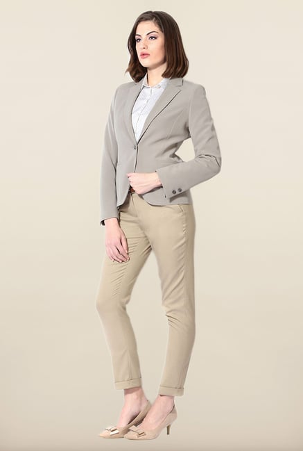Allen Solly Grey Solid Blazer Allen Solly Grey Solid Blazer