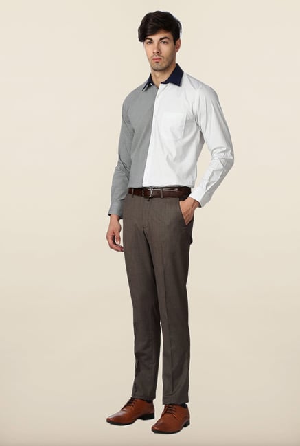 Peter England White & Black Printed Slim Fit Formal Shirt Peter England White & Black Printed Slim Fit Formal Shirt