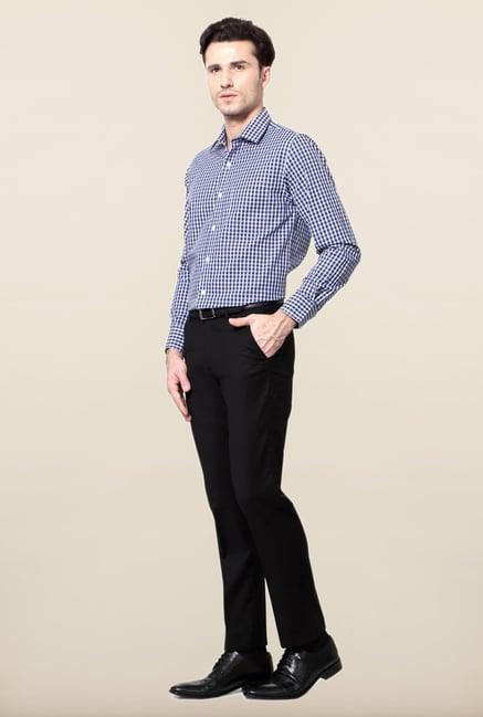 Peter England Navy Checks Cotton Shirt Peter England Navy Checks Cotton Shirt