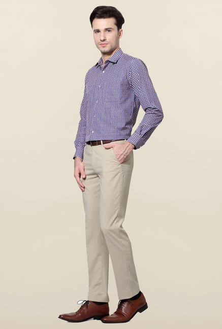 Peter England Blue & Brown Checks Formal Shirt Peter England Blue & Brown Checks Formal Shirt