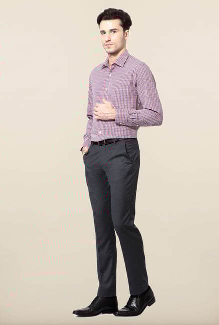 Peter England Red & Blue Checks Cotton Formal Shirt Peter England Red & Blue Checks Cotton Formal Shirt