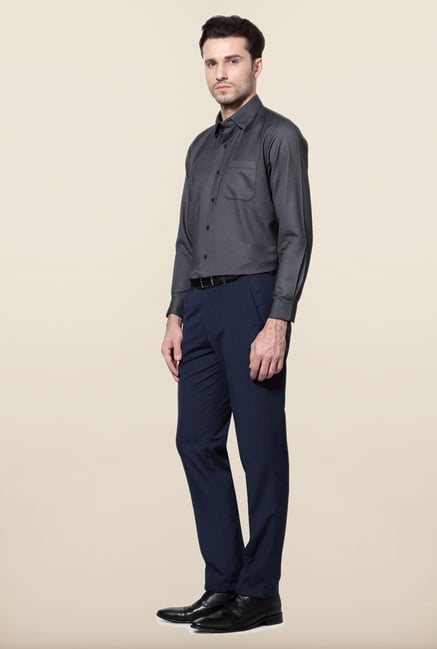 Peter England Grey Slim Fit Formal Shirt Peter England Grey Slim Fit Formal Shirt