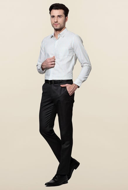 Peter England Blue & Red Striped Slim Fit Formal Shirt Peter England Blue & Red Striped Slim Fit Formal Shirt