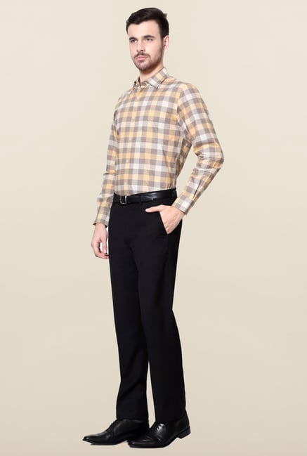 Peter England Brown & Orange Checks Formal Shirt Peter England Brown & Orange Checks Formal Shirt