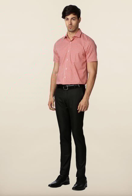 Peter England Red & White Slim Fit Formal Shirt Peter England Red & White Slim Fit Formal Shirt