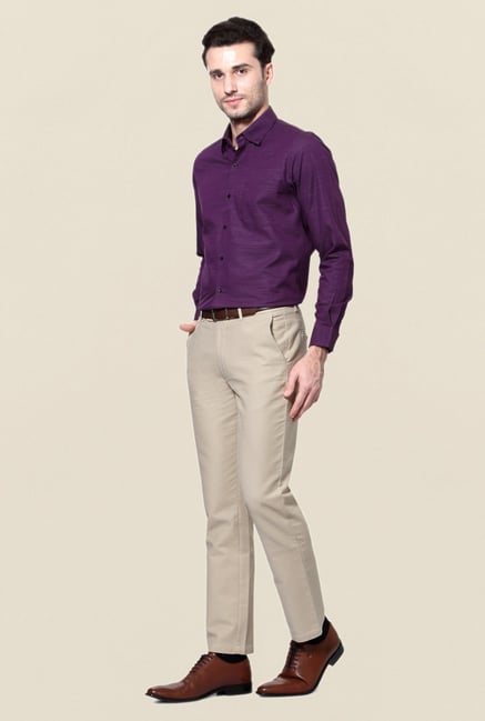 Peter England Purple Polka Dot Printed Cotton Formal Shirt Peter England Purple Polka Dot Printed Cotton Formal Shirt
