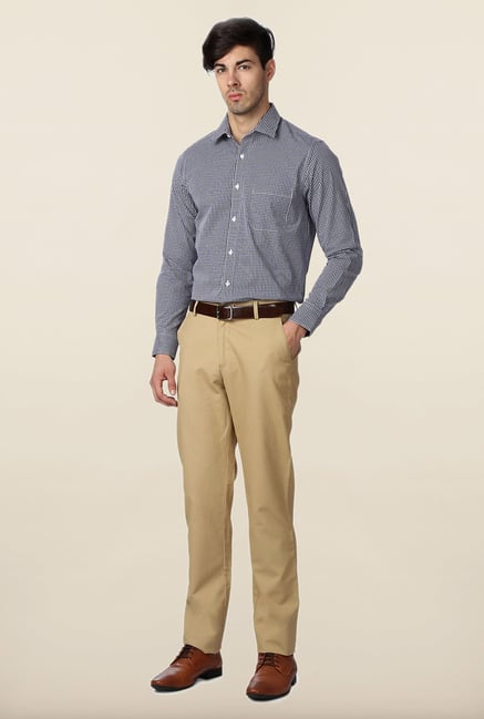 Peter England Navy & White Checks Formal Shirt Peter England Navy & White Checks Formal Shirt
