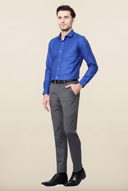 Peter England Blue Solid Slim Fit Formal Shirt Peter England Blue Solid Slim Fit Formal Shirt