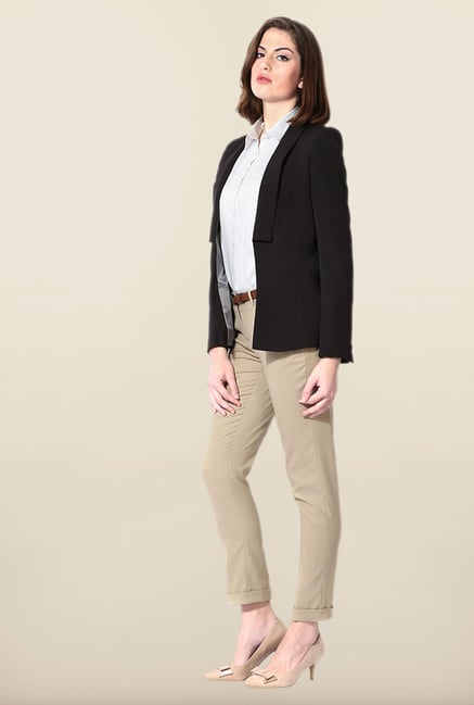 Allen Solly Black Solid Blazer Allen Solly Black Solid Blazer