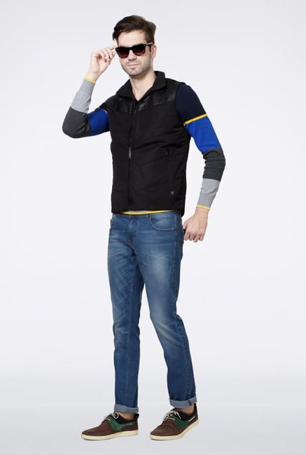 Allen Solly Black Solid Casual Jacket Allen Solly Black Solid Casual Jacket
