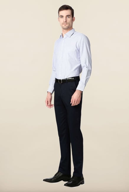 Peter England Blue & White Striped Slim Fit Formal Shirt Peter England Blue & White Striped Slim Fit Formal Shirt