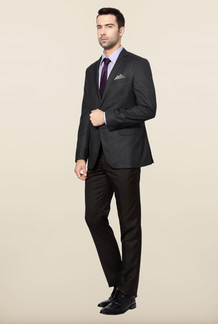 Peter England Dark Grey Slim Fit Formal Suit Peter England Dark Grey Slim Fit Formal Suit