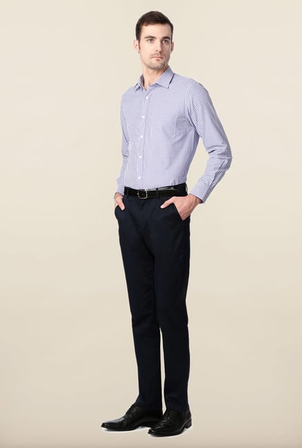 Peter England Purple & Blue Slim Fit Formal Shirt Peter England Purple & Blue Slim Fit Formal Shirt