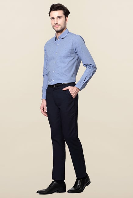Peter England Blue Printed Slim Fit Shirt Peter England Blue Printed Slim Fit Shirt
