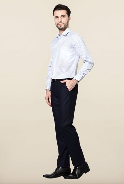 Peter England White & Blue Checks Slim Fit Formal Shirt Peter England White & Blue Checks Slim Fit Formal Shirt