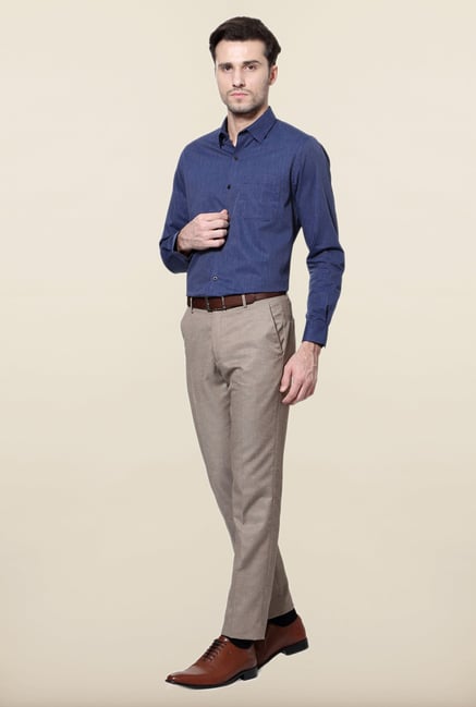 Peter England Navy Printed Cotton Formal Shirt Peter England Navy Printed Cotton Formal Shirt
