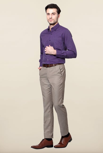 Peter England Purple Printed Slim Fit Cotton Shirt Peter England Purple Printed Slim Fit Cotton Shirt