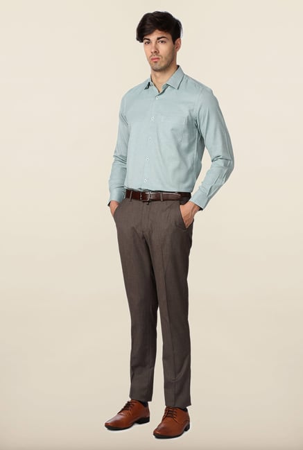 Peter England Green Slim Fit Formal Shirt Peter England Green Slim Fit Formal Shirt
