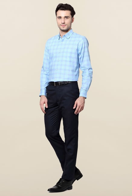 Peter England Blue Checks Slim Fit Shirt Peter England Blue Checks Slim Fit Shirt