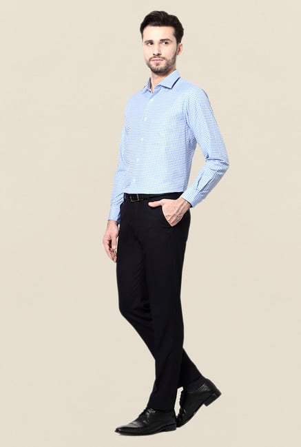 Peter England Blue Checks Slim Fit Formal Shirt Peter England Blue Checks Slim Fit Formal Shirt