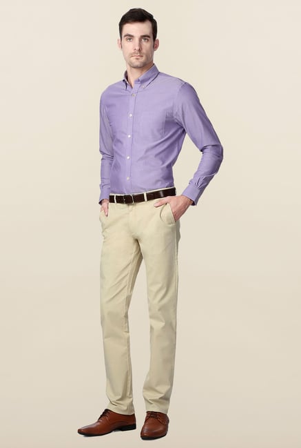 Peter England Purple Solid Slim Fit Cotton Shirt Peter England Purple Solid Slim Fit Cotton Shirt
