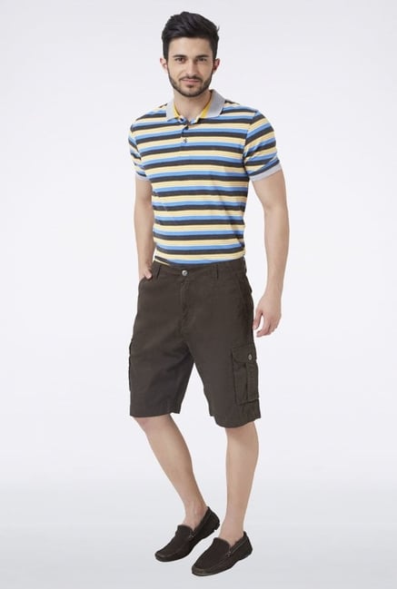Peter England Olive Solid Shorts Peter England Olive Solid Shorts