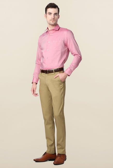 Peter England Pink Solid Slim Fit Cotton Shirt Peter England Pink Solid Slim Fit Cotton Shirt