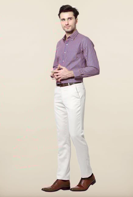 Peter England Blue & Brown Striped Formal Shirt Peter England Blue & Brown Striped Formal Shirt