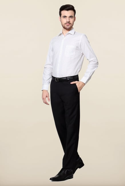 Peter England White Printed Cotton Shirt Peter England White Printed Cotton Shirt