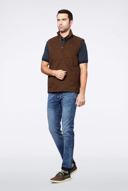Peter England Brown Solid Casual Jacket Peter England Brown Solid Casual Jacket